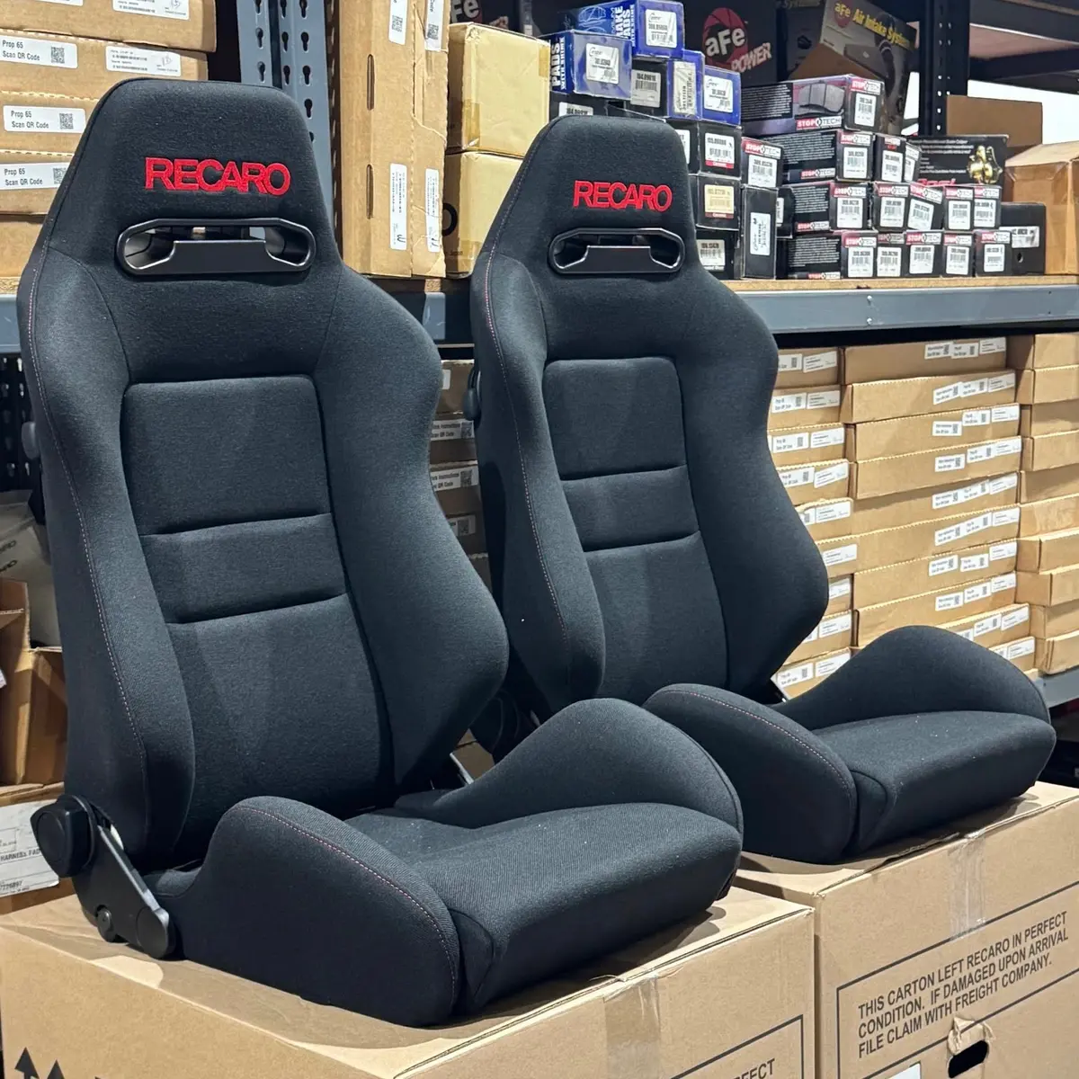 (In Stock) Recaro Japan Speed Black Nardo / Black Nardo W/ Red Logo Recliner Seat 1