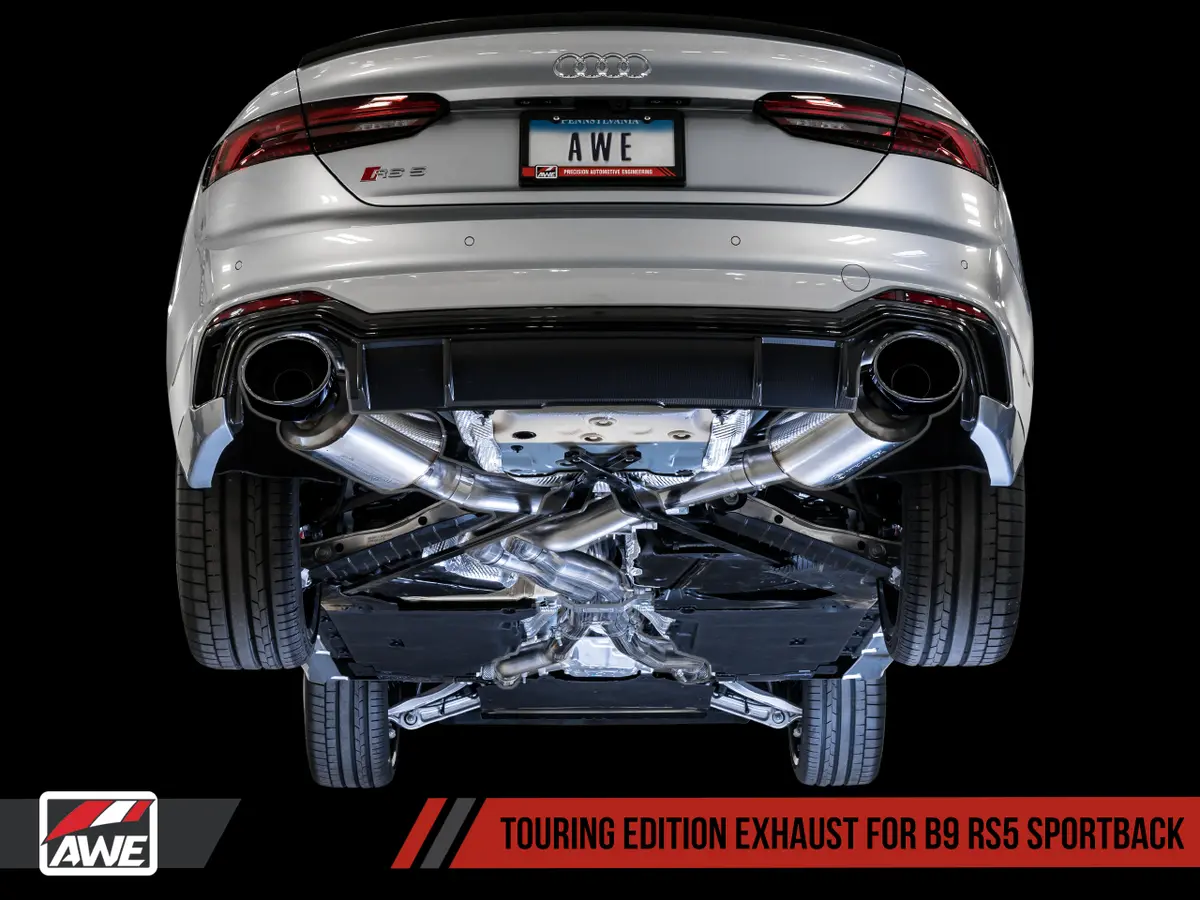 Awe Track Edition Exhaust For Audi B9 Rs 5 Sportback - Non-Resonated - Diamond Black Rs-Style Tips 1