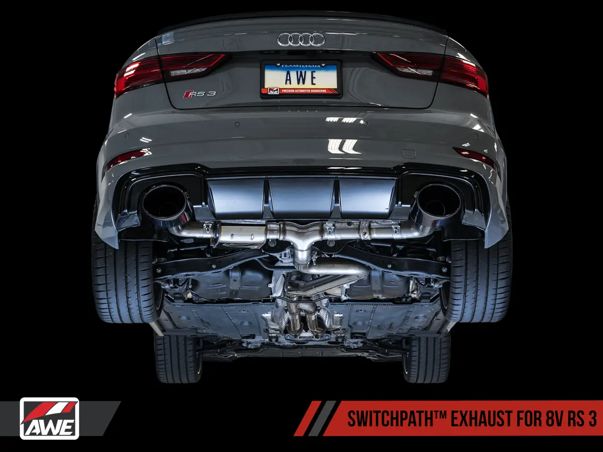 Awe Switchpath™ Exhaust For Audi 8V Rs 3 - Diamond Black Rs-Style Tips 1
