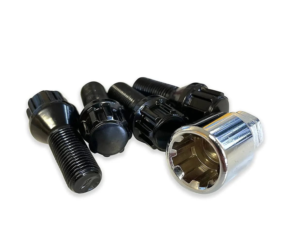 Bimecc Tapered Locking Wheel Bolts Set Dual Size Front And Rear (Black) 1