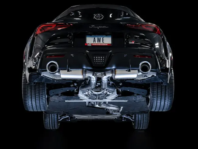 Awe Resonated Touring Addition Exhaust 5" Chrome Silver Tips Gr Supra 2020-2024 1