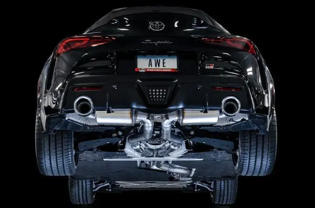 Awe Tuning Resonated Track Addition Exhaust 5" Diamond Black Tips Gr Supra 2020-2024 1