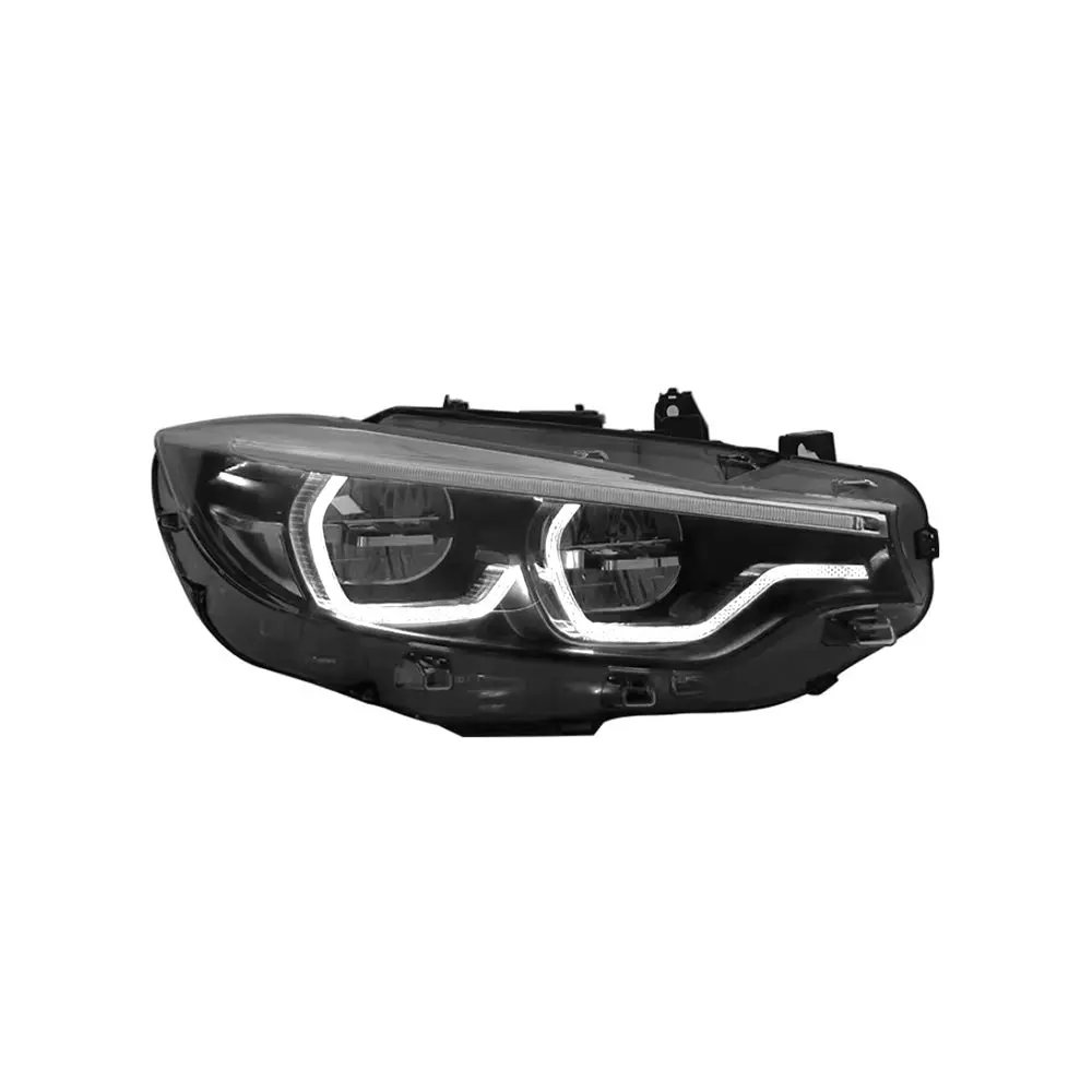 Bmw 4 Series | M3 | M4 Ikon Style Lci Led Headlights Upgrade – White / Yellow Drl – F32 F33 F36 F80 F82 F83 1