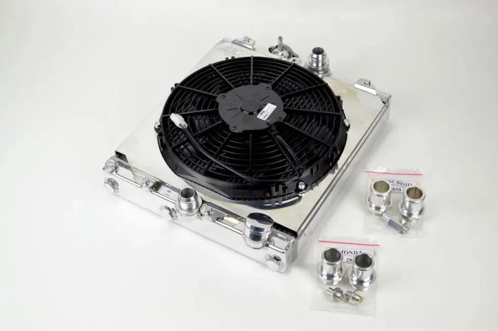 Universal Half Radiator - Evo 7/8/9 / 92-00 Civic - W/ Spal Fan & Shroud 1