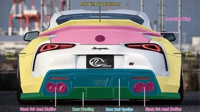 Kuhl Racing 90R-Gtw Type 1 Rear Wing Upper Diffuser & Rear Gate Wing (Frp) For Toyota Gr Supra 2020+ 1