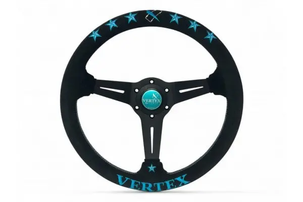 Vertex 6 Star Steering Wheel-Vertea Blue Leather 340Mm X 70Mm Deep 1
