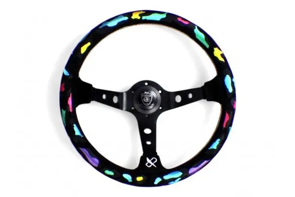 Vertex Leopard Steering Wheel-Suede 350Mm X 90Mm Deep 1