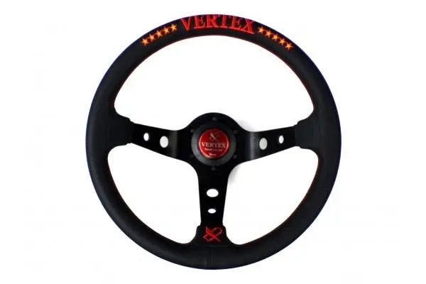 Vertex 10 Star Steering Wheel-Red Perforated Leather 330Mm X 90Mm Deep 1