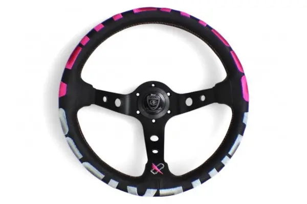 Vertex 1996 Steering Wheel- Pink Perforated Leather 330Mm X 90Mm Deep 1