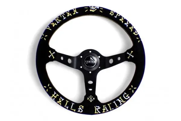 Vertex Speed Steering Wheel-Gold/Silver Suede 330Mm X 90Mm Deep 1