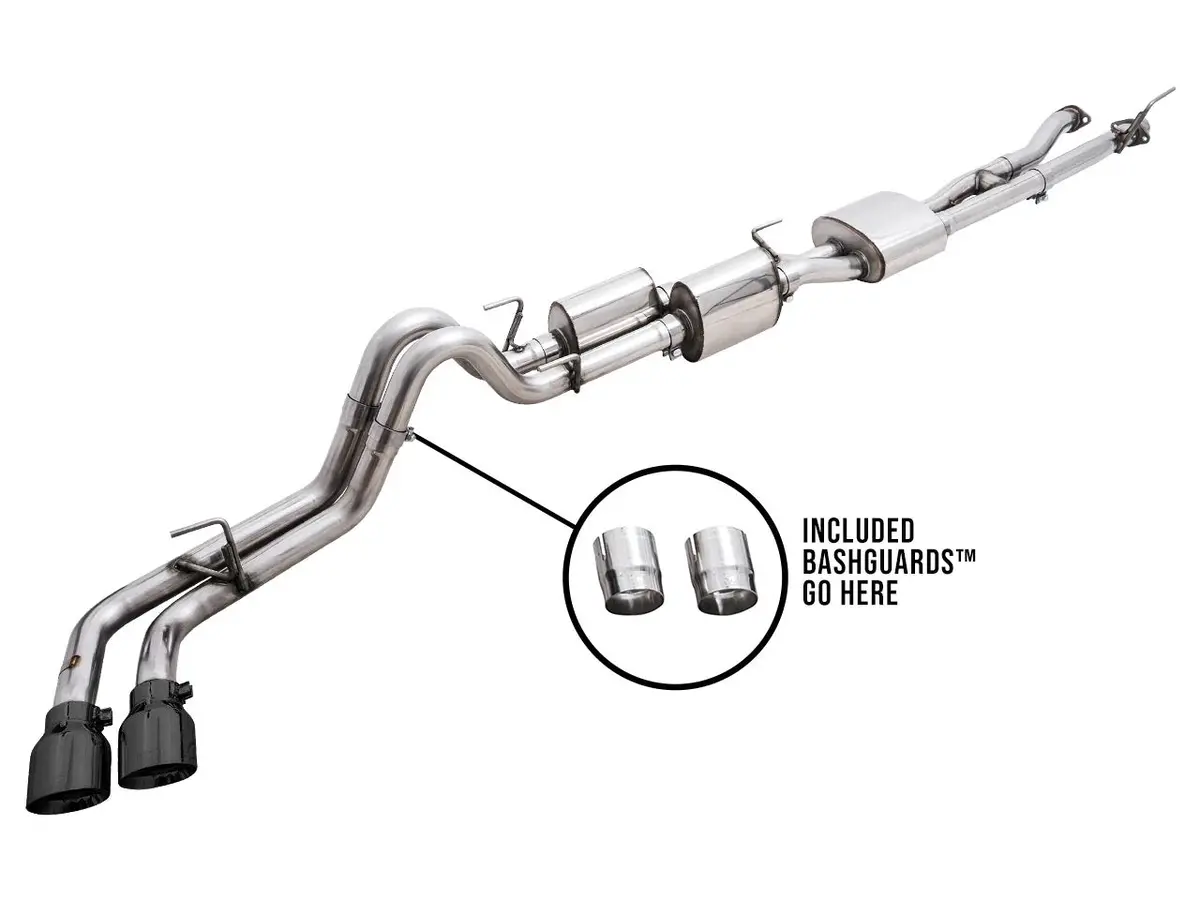 Awe Tuning Ofg Exhaust With Bashguard For 3Rd Gen Tacoma - Dual Diamond Black Tips 1