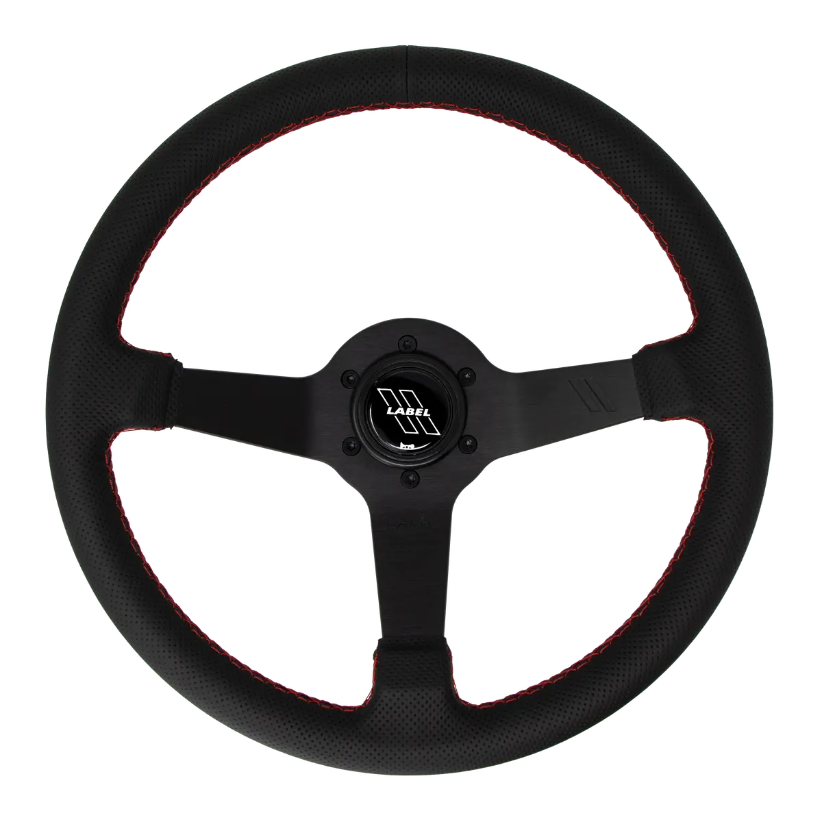 The Classic | Black Perforated Leather | Black Spoke | Red Stitch 1