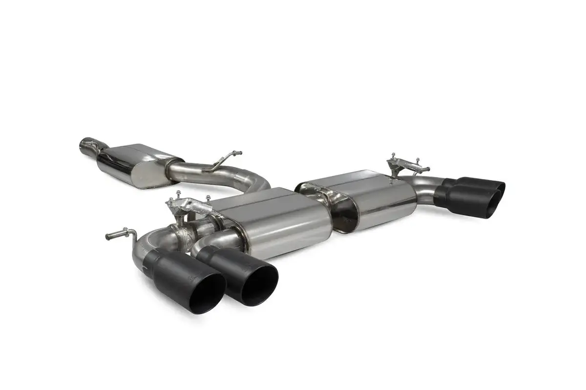 Scorpion Exhausts Resonated Cat-Back System With Electronic Valves Valved Black Ceramic Tailpipes - Golf R Mk7.5 Facelift Gpf & Non Gpf Models 1