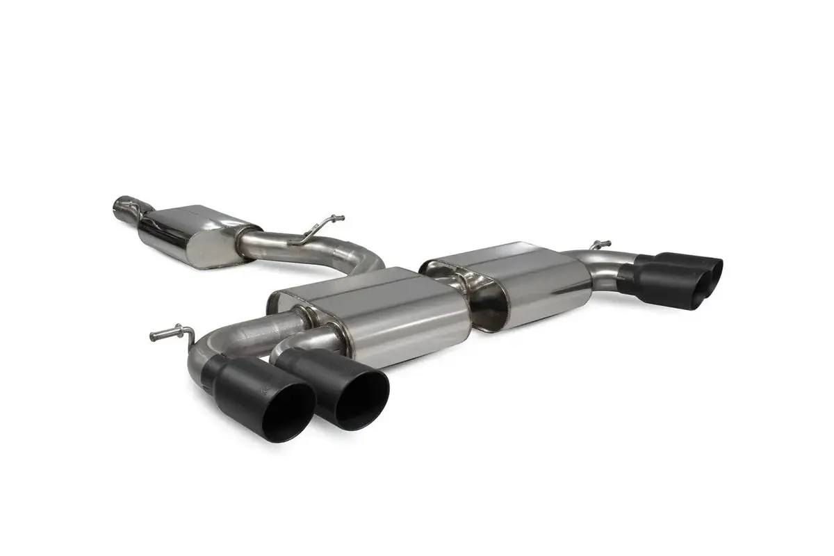 Scorpion Exhausts Resonated Cat-Back System Non-Valved Black Ceramic Tailpipes - Golf R Mk7.5 Facelift Gpf & Non Gpf Models 2017 - 2019 - Svw055dc 1