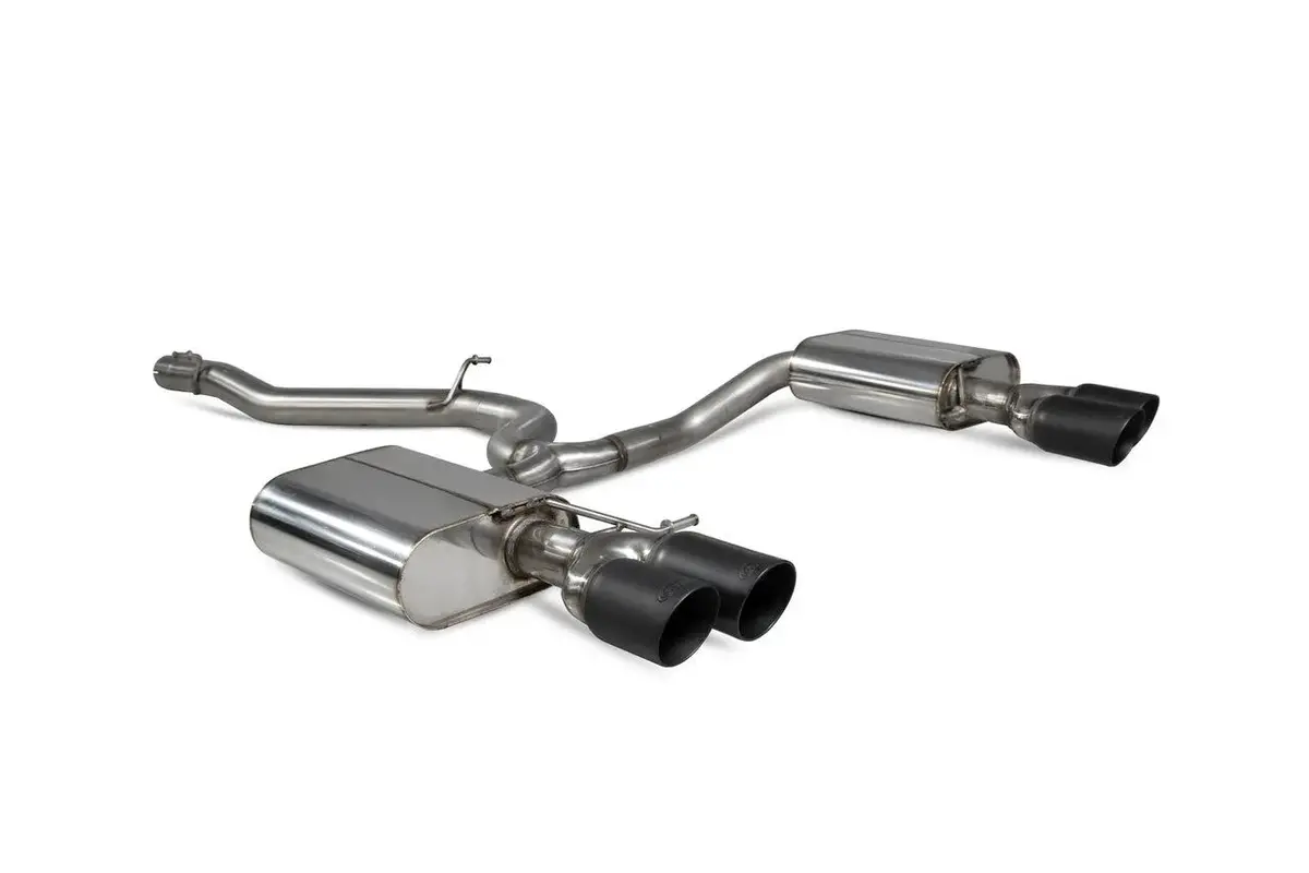 Scorpion Exhausts Non-Resonated Cat-Back System Black Ceramic Tailpipes - Golf R Estate Mk7.5 Facelift Non Gpf Model Only 2018 - 2019 - Svws057c 1
