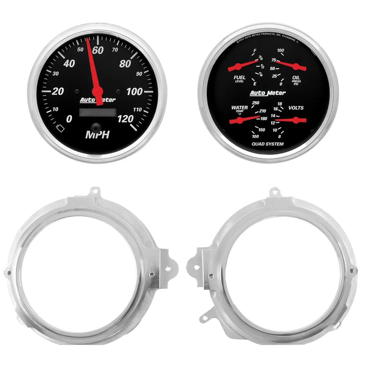 Autometer Designer Series Black Gauge Cluster With 6-Dial Layout 1
