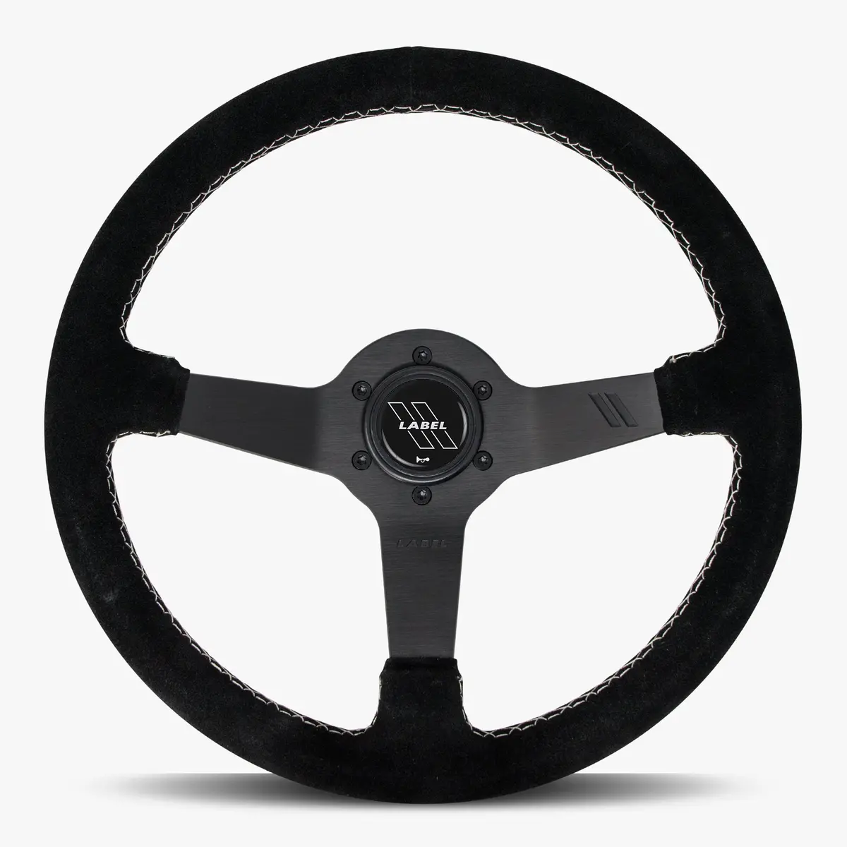 The Classic | Black Alcantara Suede | Black Spoke | White Stitch 1