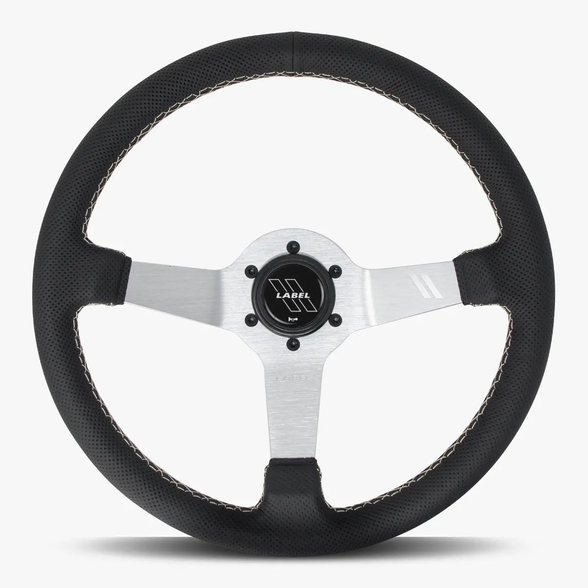 The Classic | Black Perforated Leather | Silver Spoke | White Stitch 1