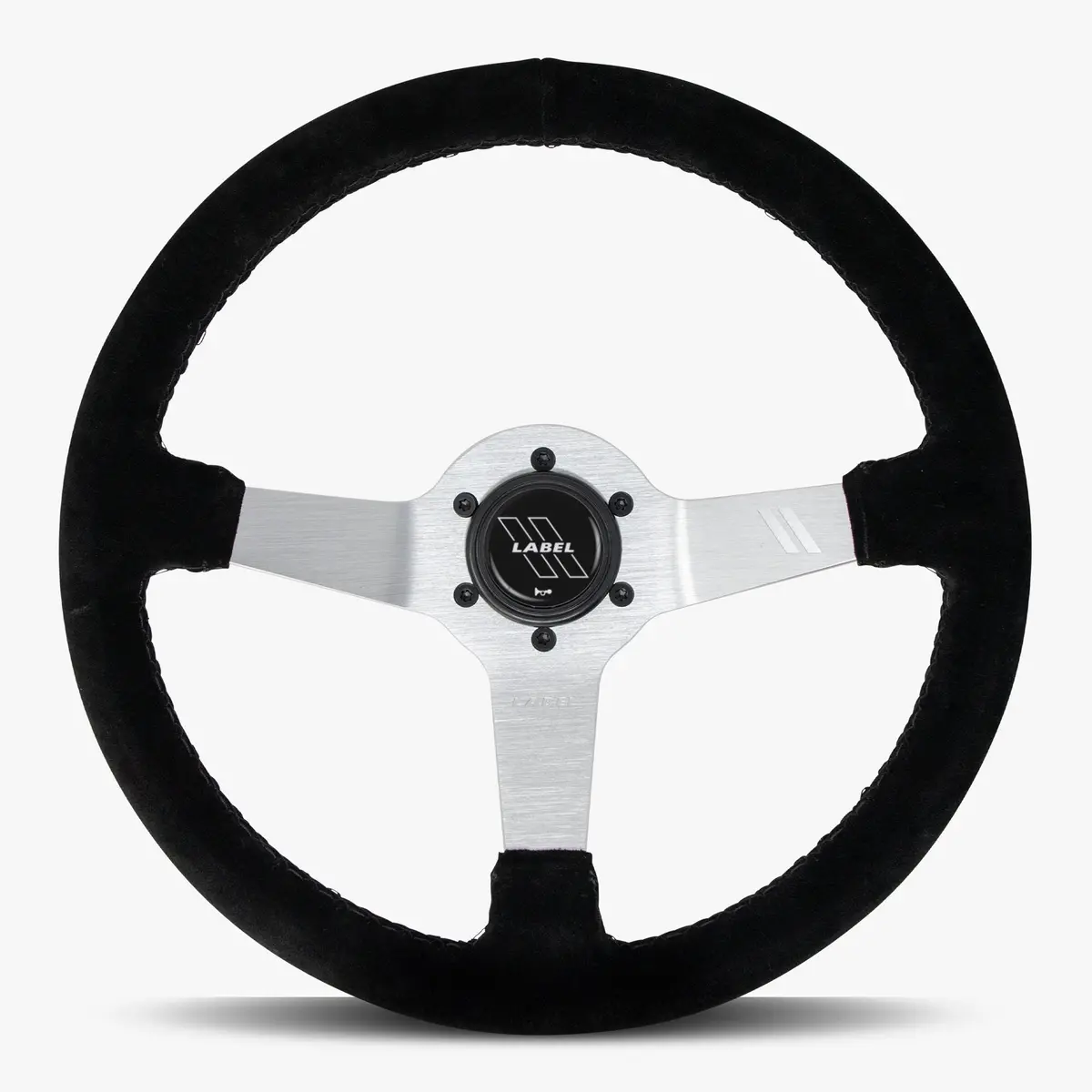 The Classic | Black Alcantara Suede | Silver Spoke | Black Stitch 1