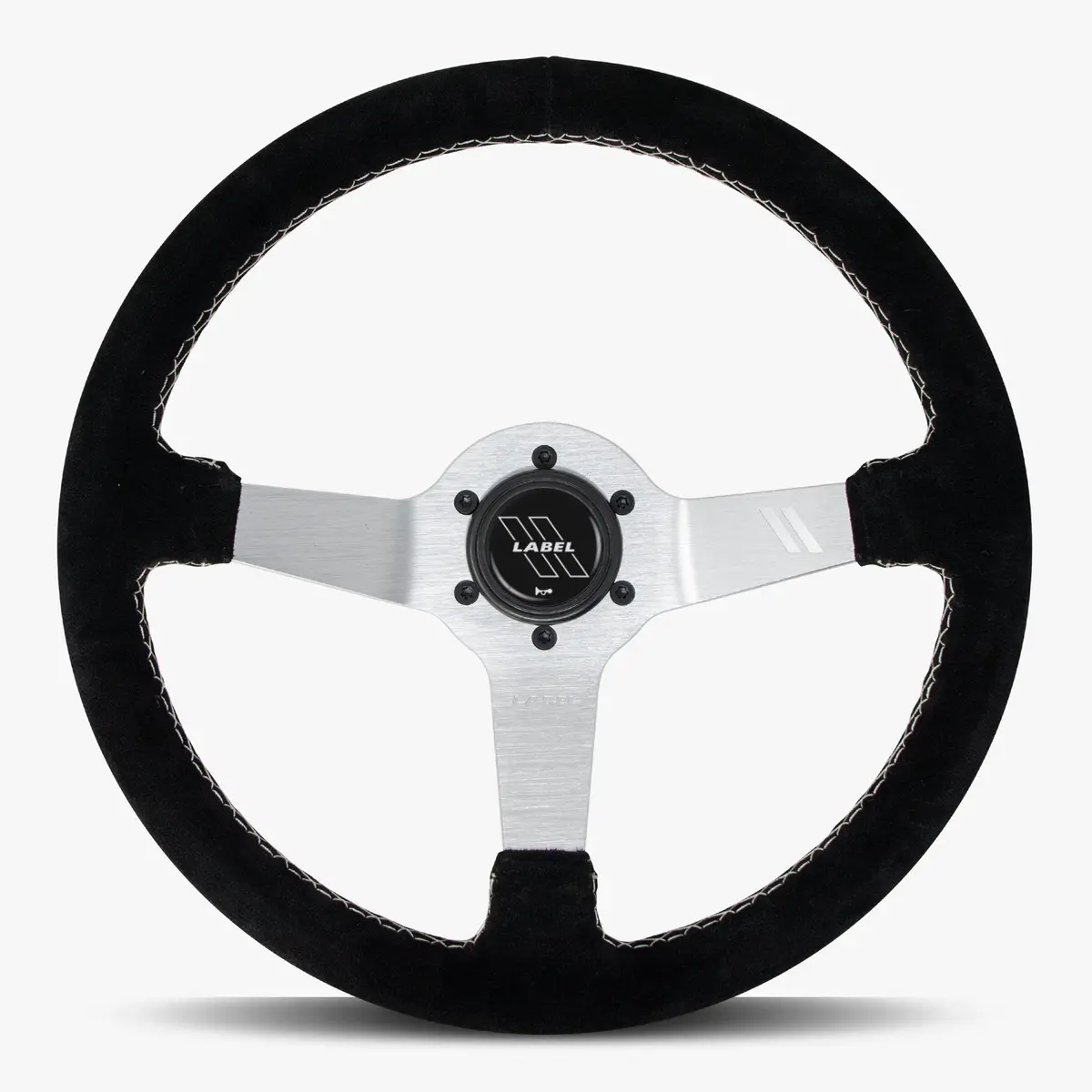 The Classic | Black Alcantara Suede | Silver Spoke | White Stitch 1