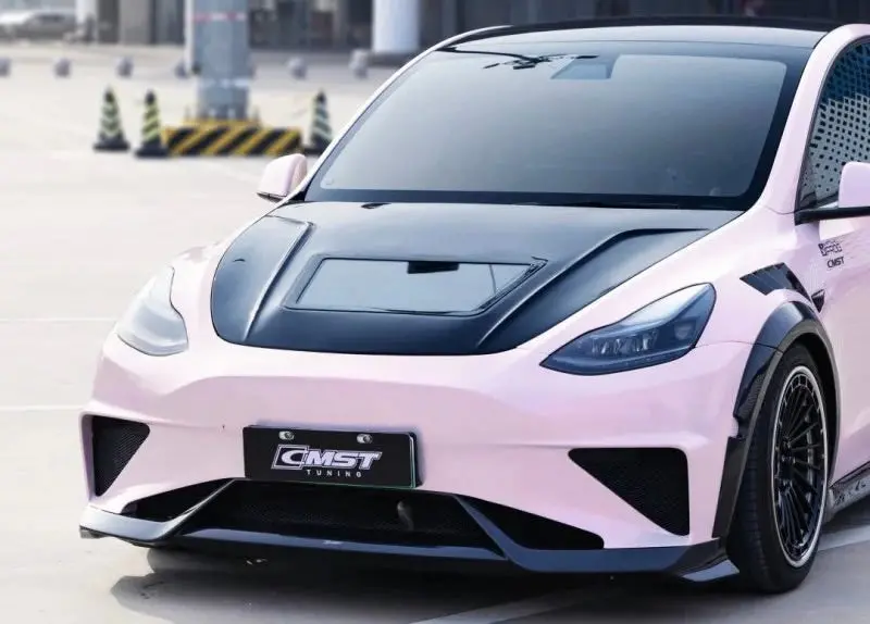 Cmst Tuning Carbon Fiber Hood Clearview Glass Transparent For Tesla Model Y 1
