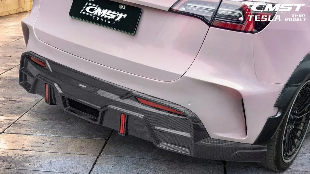 Cmst Tuning Carbon Fiber Rear Diffuser Ver.4 With Tow Hook Access For Tesla Model Y 1