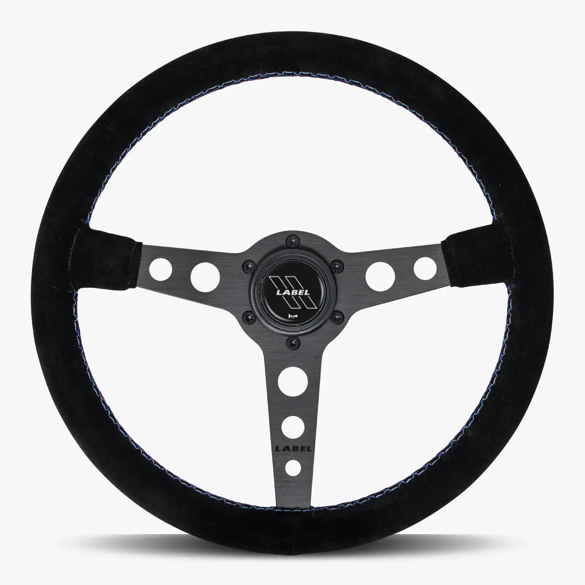 The Daytona | Black Alcantara Suede | Black Spoke | Bavarian Stitch 1