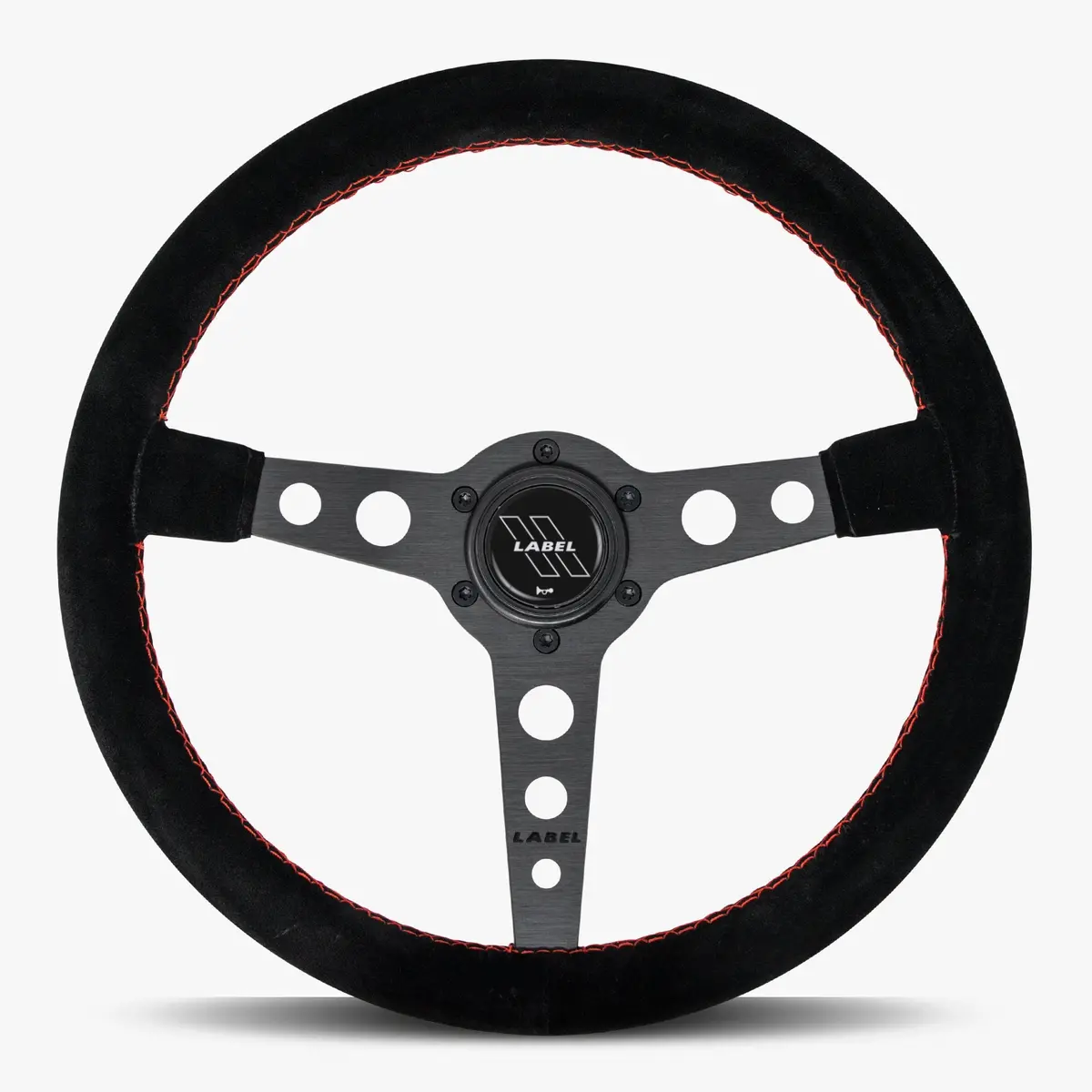 The Daytona | Black Alcantara Suede | Black Spoke | Red Stitch 1