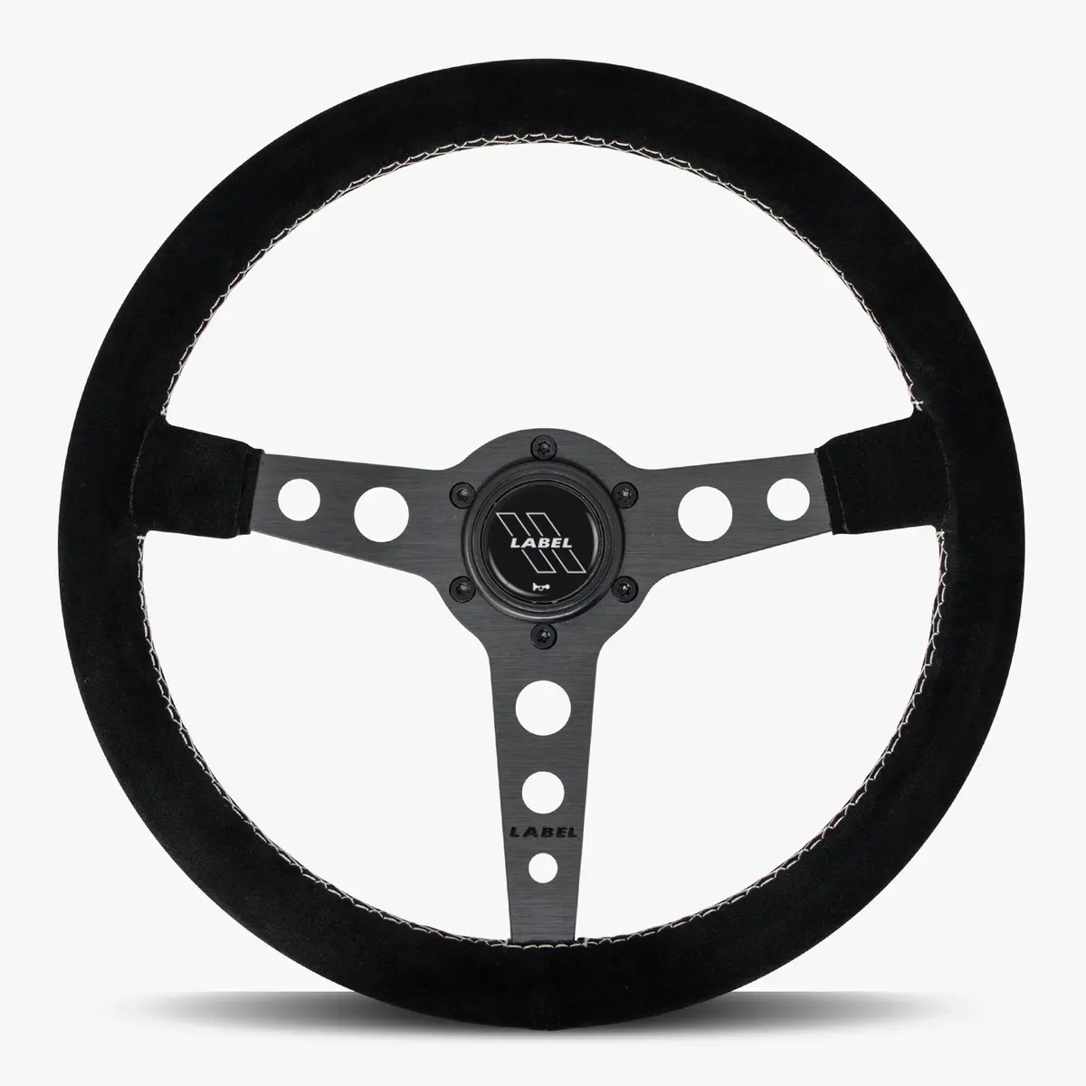 The Daytona | Black Alcantara Suede | Black Spoke | White Stitch 1