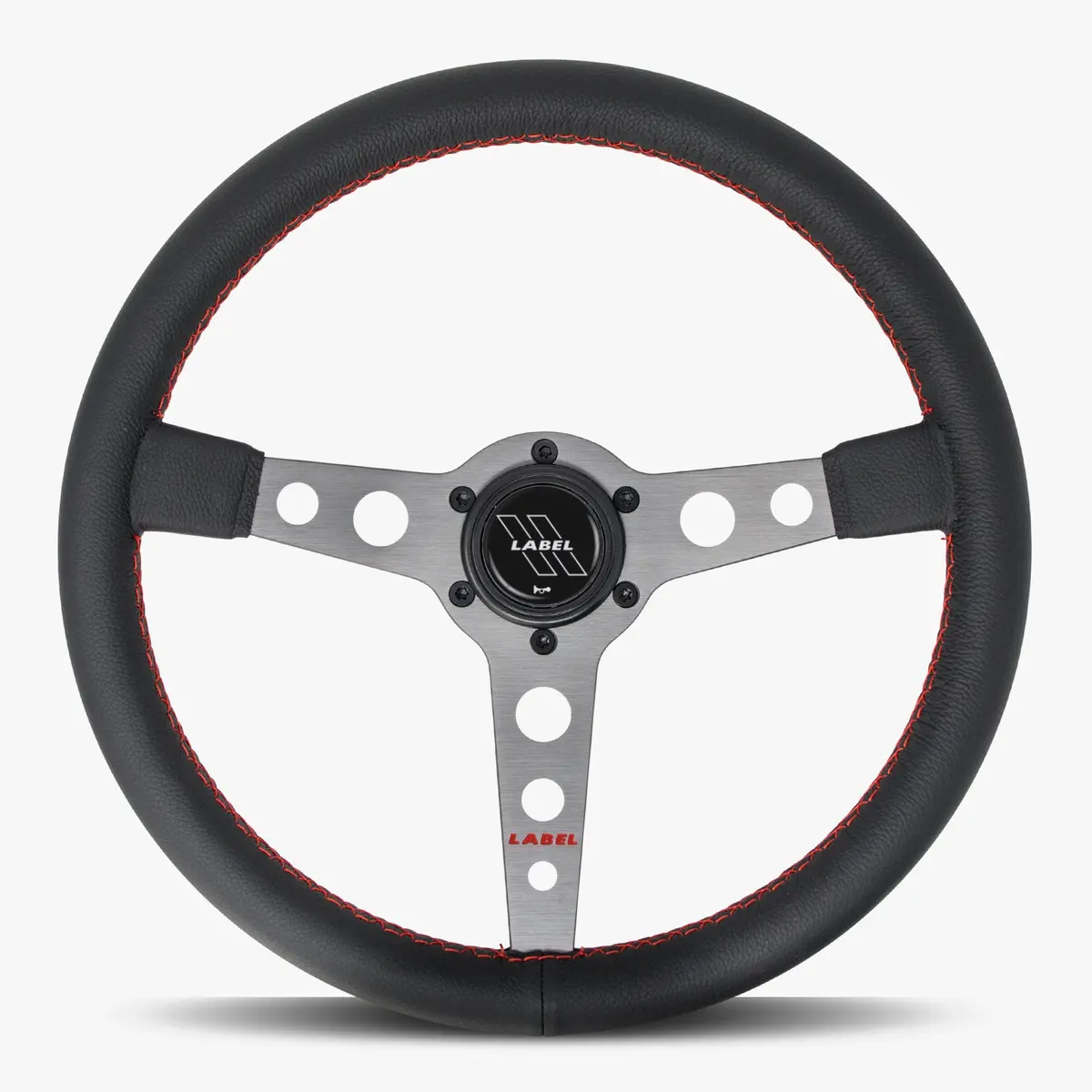The Daytona | Black Leather | Graphite Spoke | Red Stitch 1