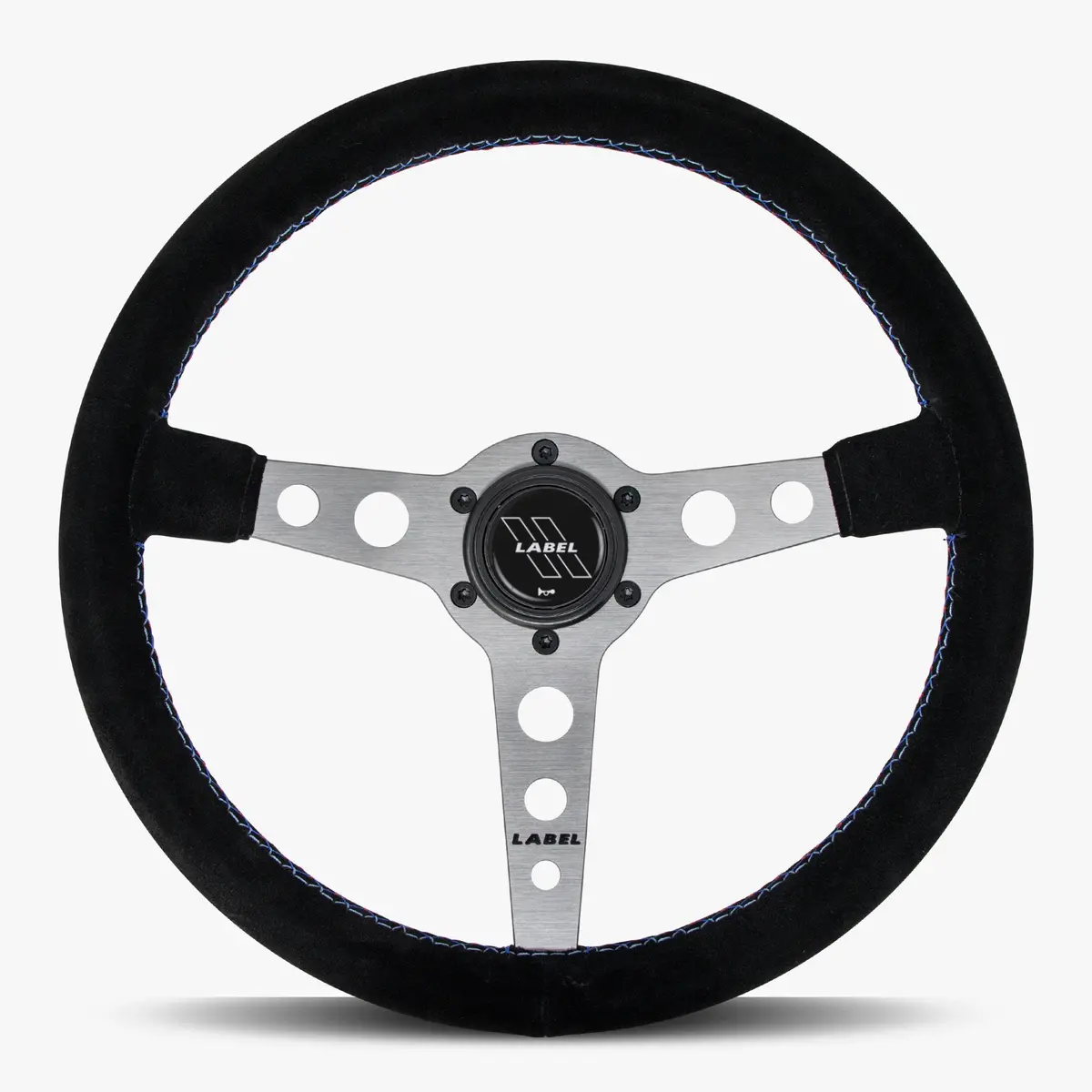 The Daytona | Black Alcantara Suede | Graphite Spoke | Bavarian Stitch 1