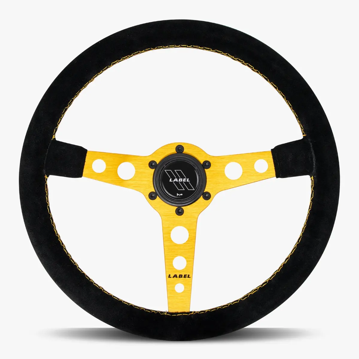 The Daytona | Black Alcantara Suede  | Gold Spoke | Gold Stitch 1
