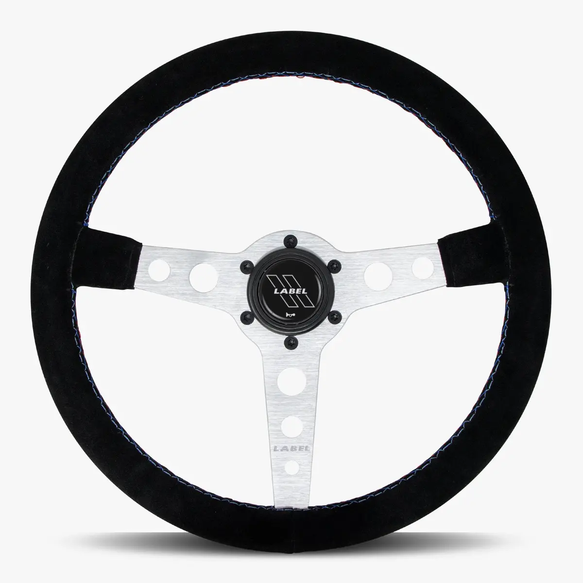 The Daytona | Black Alcantara Suede | Silver Spoke | Bavarian Stitch 1