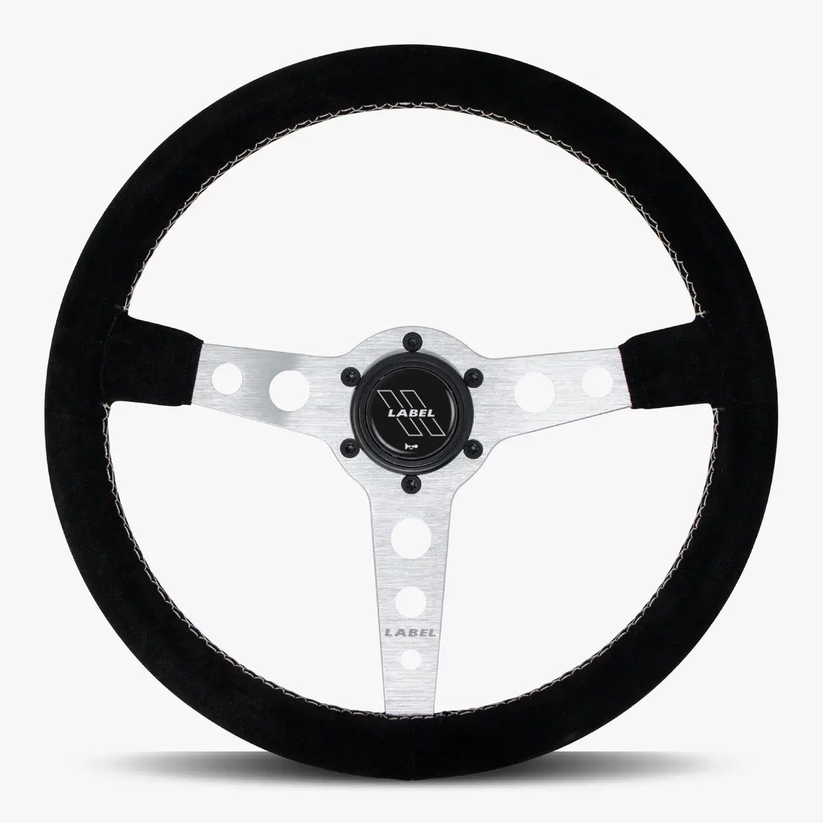 The Daytona | Black Alcantara Suede | Silver Spoke | White Stitch 1