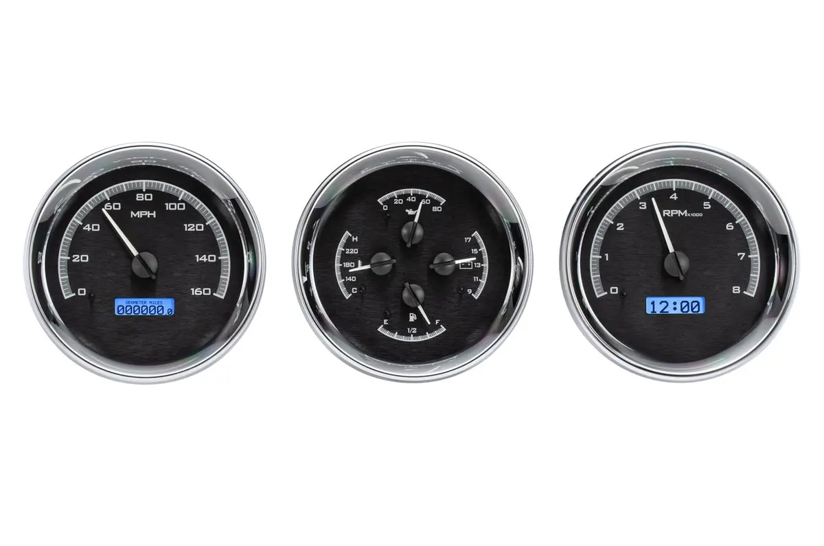 Dakota Digital Vhx-1020-K-B Universal Round Analog Gauge Kit 1