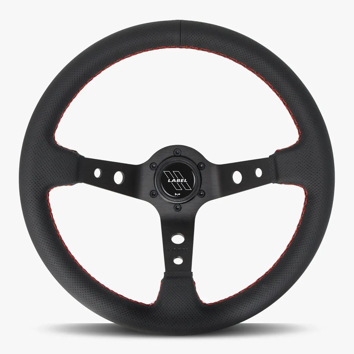 The Daytona | Black Perforated Leather | Black Spoke | Red Stitch 1