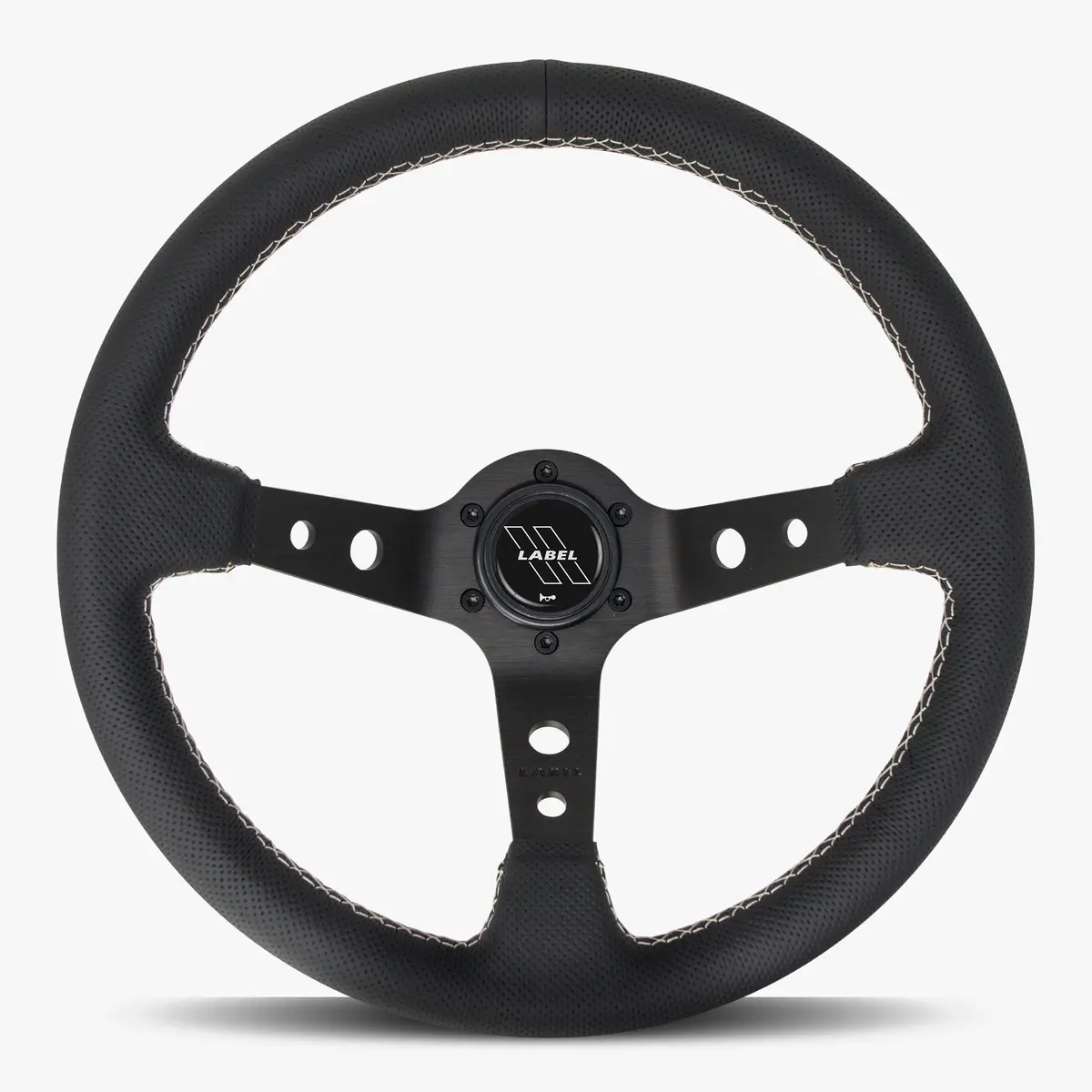 The Daytona | Black Perforated Leather | Black Spoke | White Stitch 1