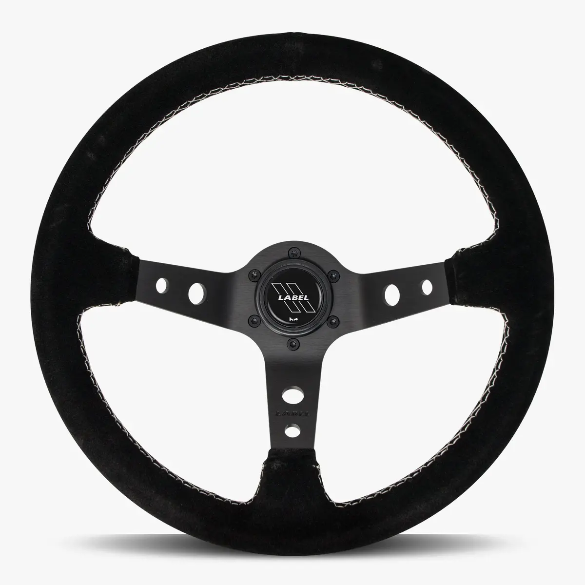 The Daytona | Black Alcantara Suede | Black Spoke | White Stitch 1
