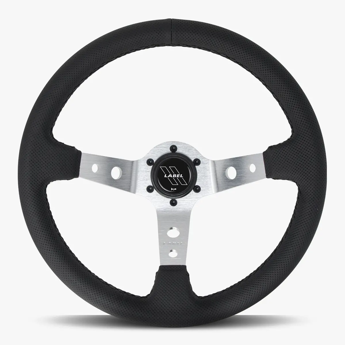 The Daytona | Black Perforated Leather | Silver Spoke | Black Stitch 1
