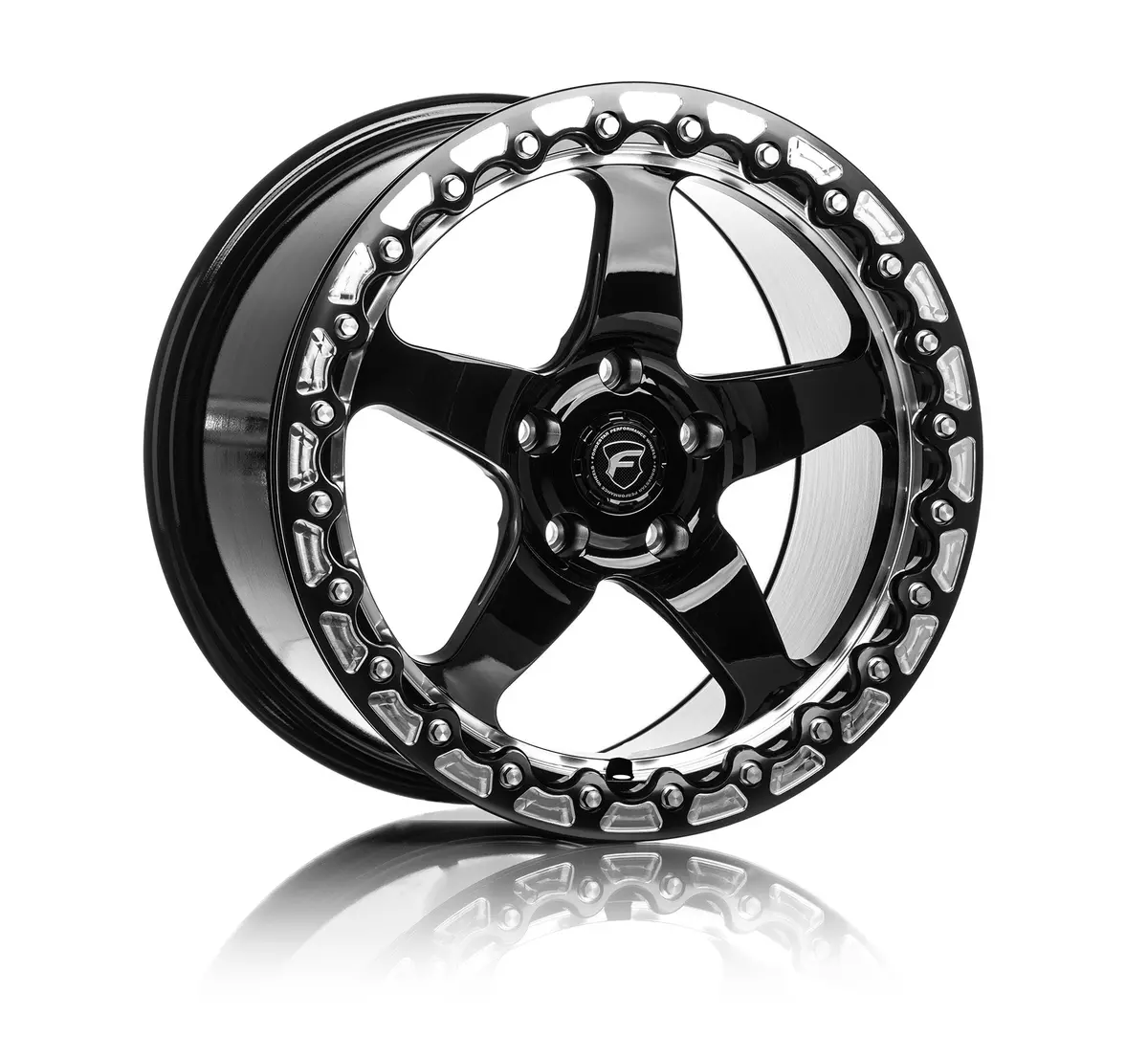 Forgestar D5 Beadlock Drag Racing Wheels - Gloss Black W/Machined Lip - 17X10 - Sold Individually 1