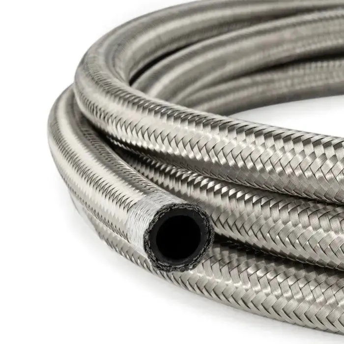 An8 Rubber Stainless Braided Fuel Oil Coolant Hose Line 1