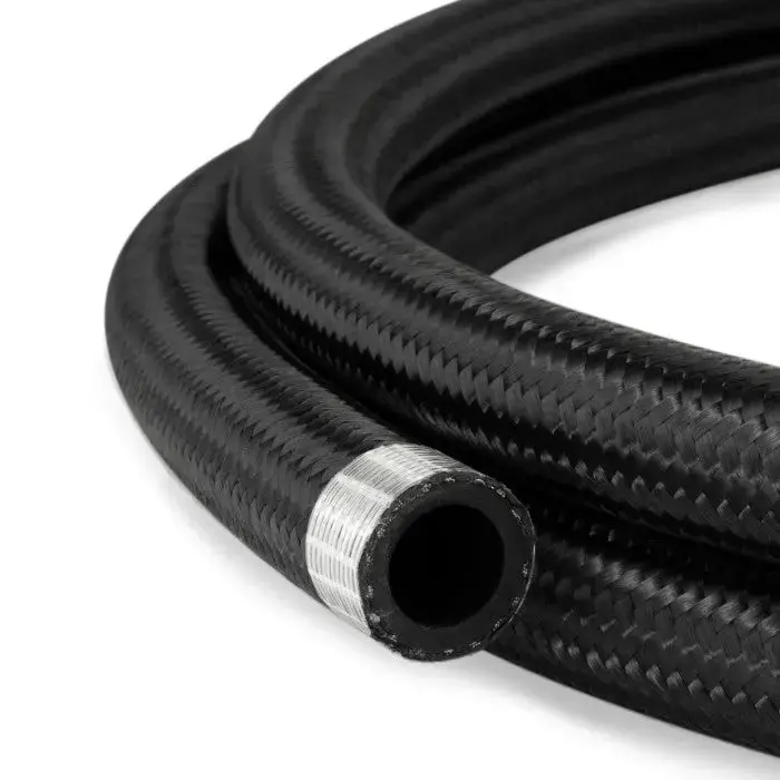 An10 Rubber Black Nylon Braided Fuel Oil Coolant Hose Line 1