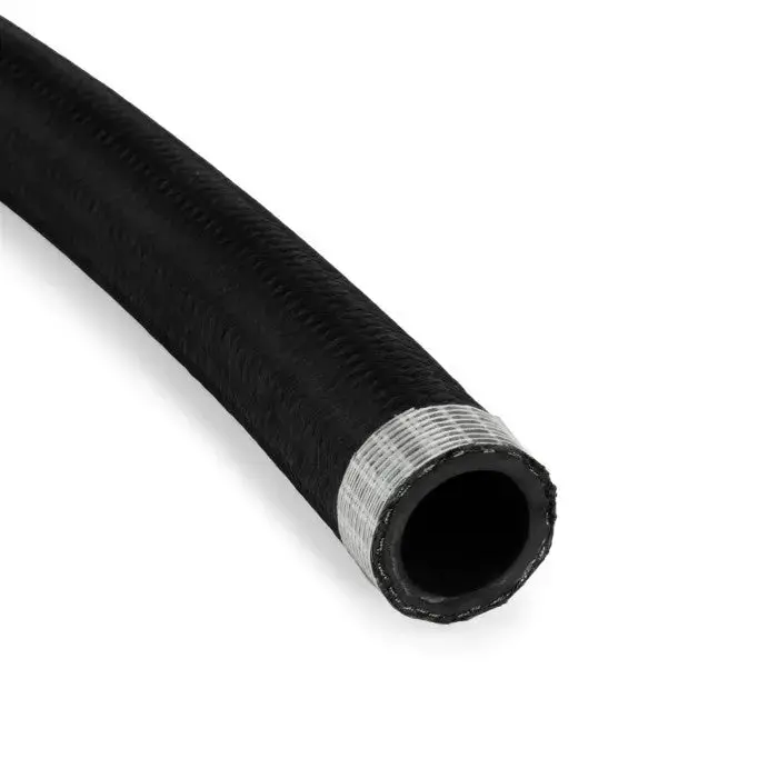 An12 Rubber Black Nylon Braided Fuel Oil Coolant Hose Line 1