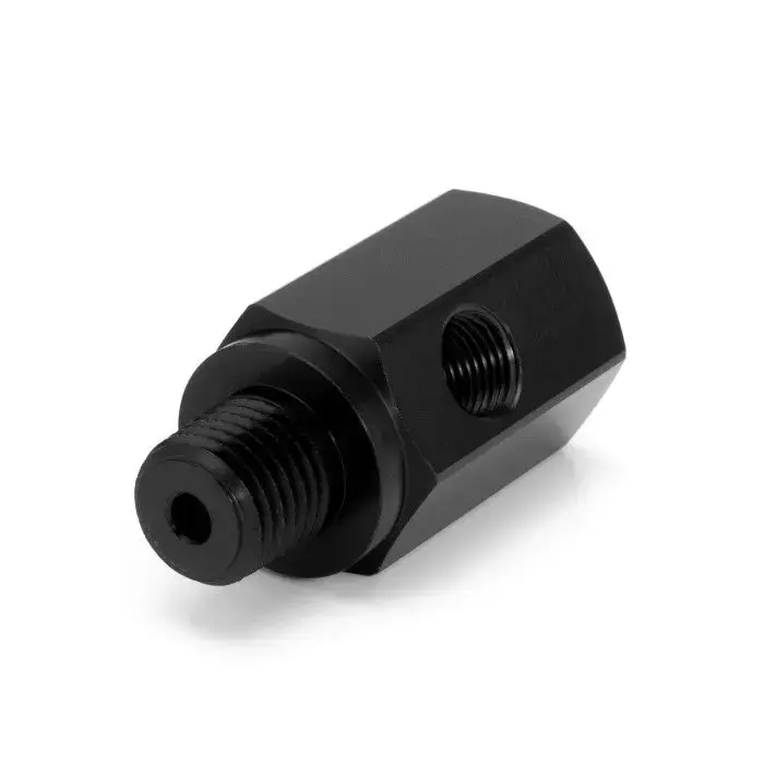 Hel Aluminium 1/4" Npt Male To 1/4" Npt Female Straight Oil Pressure Adapter With 1/8" Npt Sensor Port (Short Version) 1