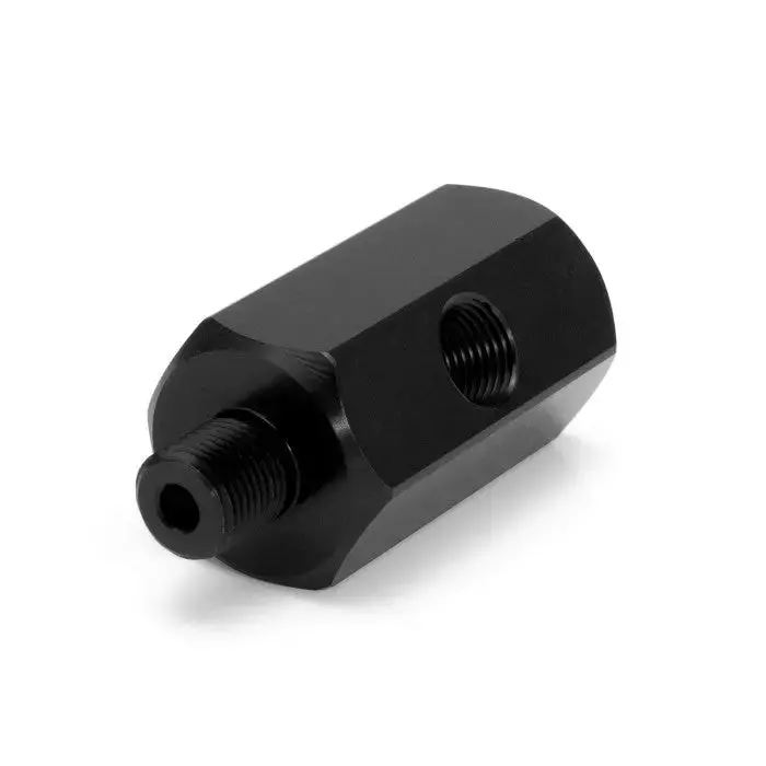 Hel Aluminium 1/8" Npt Male To 1/8" Npt Female Straight Oil Pressure Adapter With 1/8" Npt Sensor Port (Long Version) 1