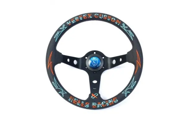Vertex Hell's Racing Steering Wheel-Leather 330Mm X 90Mm Deep 1