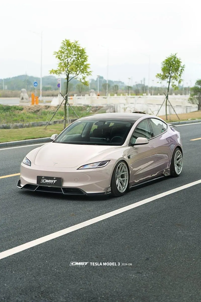 Cmst Tuning Carbon Fiber Front Lip Splitter Ver.1 For Tesla Model 3 Highland 2024-On 2