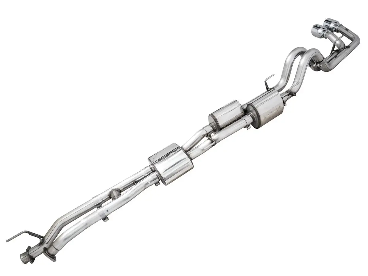 Awe Tuning Ofg Exhaust With Bashguard For 3Rd Gen Tacoma - Dual Chrome Silver Tips 1