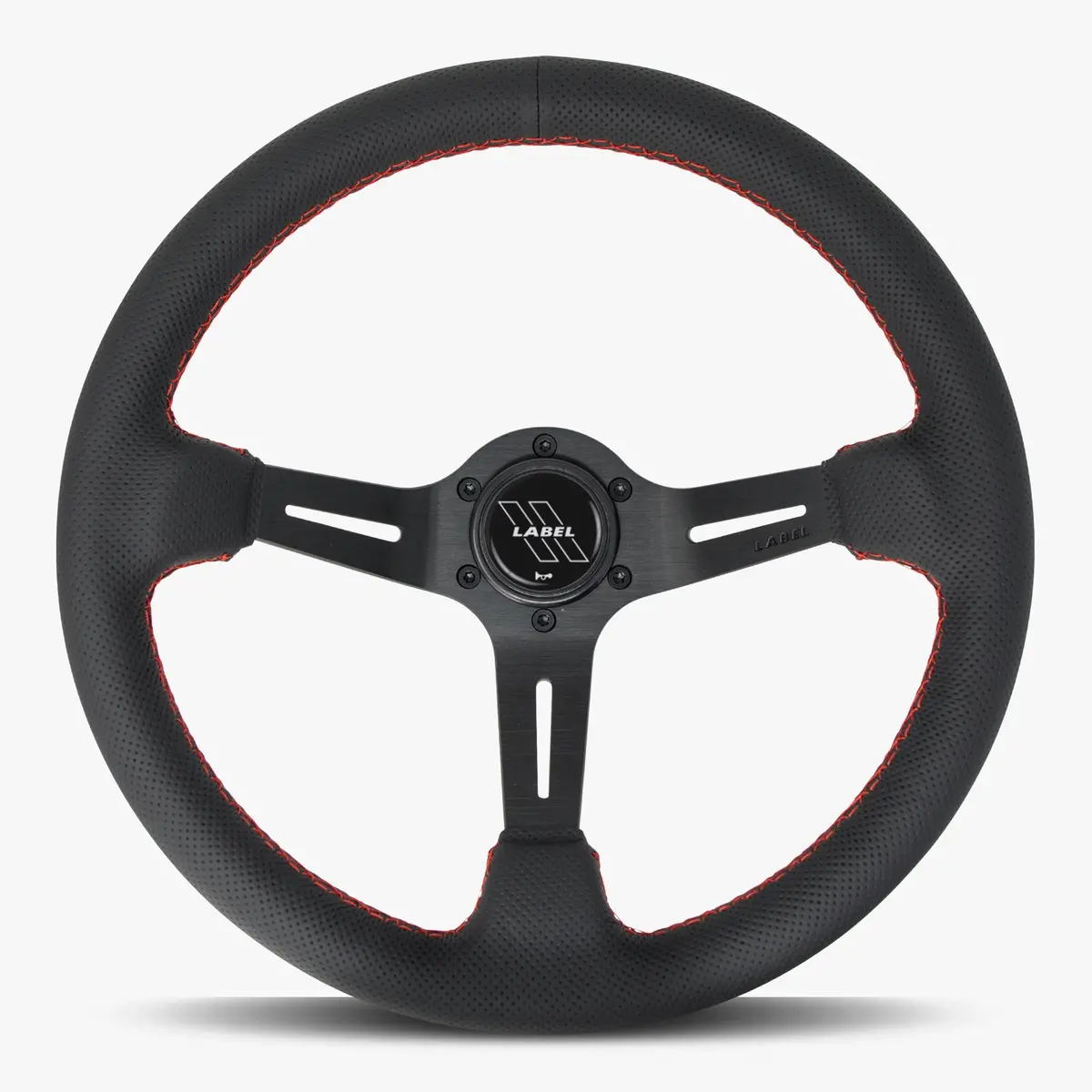 The Le Mans | Black Perforated Leather | Black Spoke | Red Stitch 1