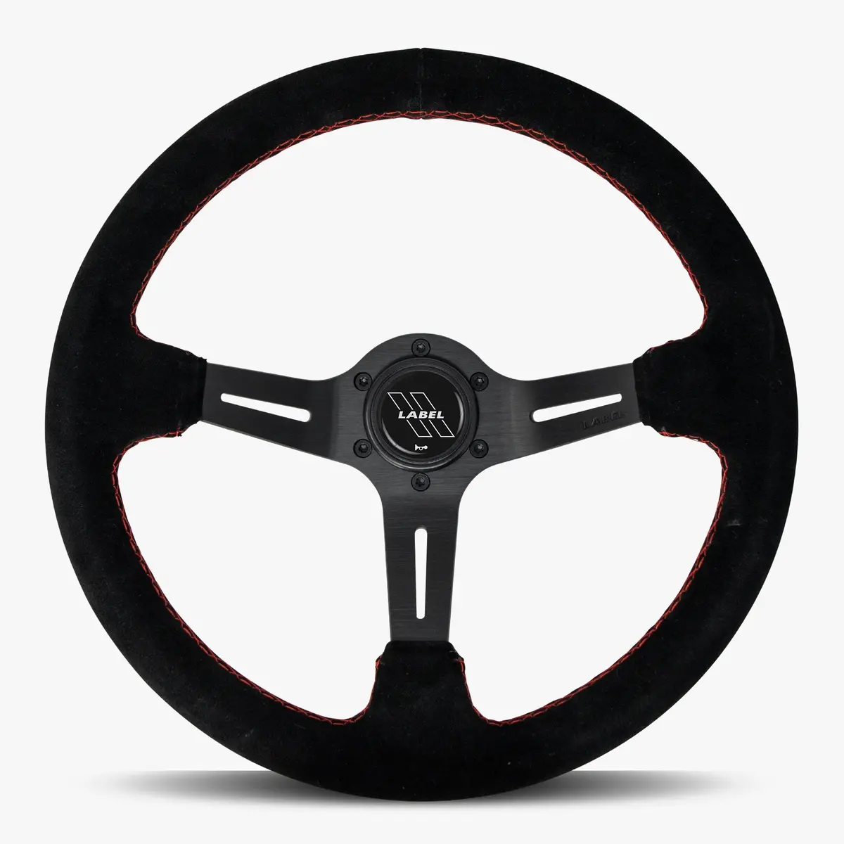 The Le Mans | Black Alcantara Suede | Black Spoke | Red Stitch 1